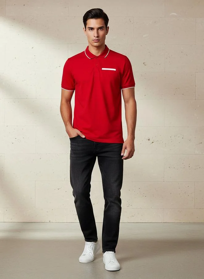 Splash FAV Men Short Sleeves Textured Polo T-shirt
